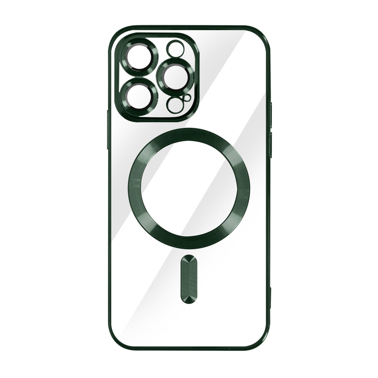 Case Transparente con Carga Inalambrica y Borde de Cromado Iphone 14 Pro Max