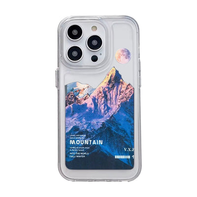 Protector Case Transparente Mountain Sunset para iPhone 13