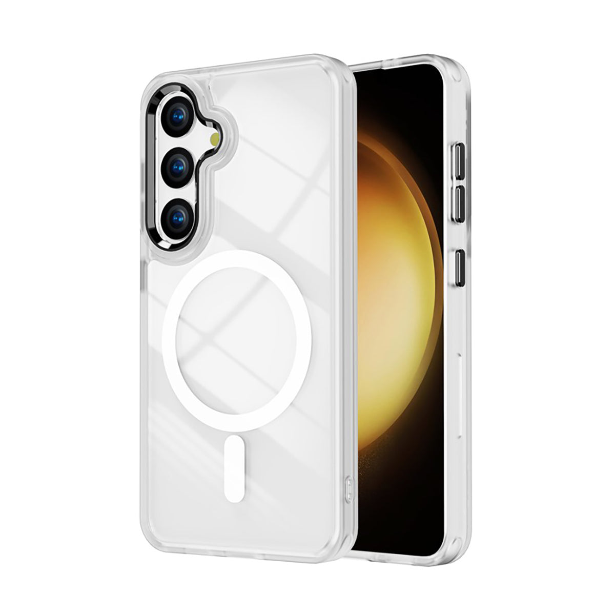 Case Transparente con Carga Inalambrica y Borde de Color S23 Plus