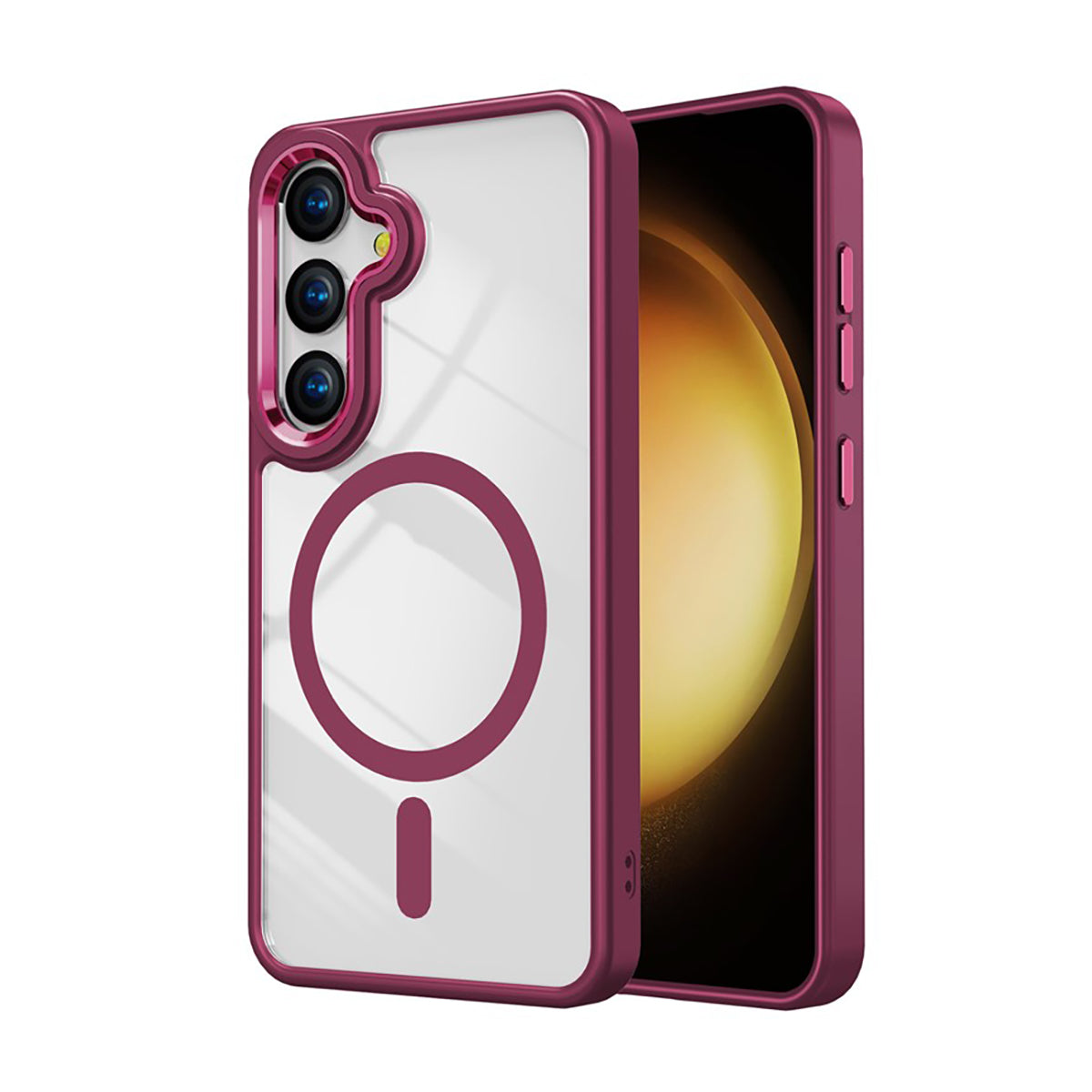 Case Transparente con Carga Inalambrica y Borde de Color S23 Plus