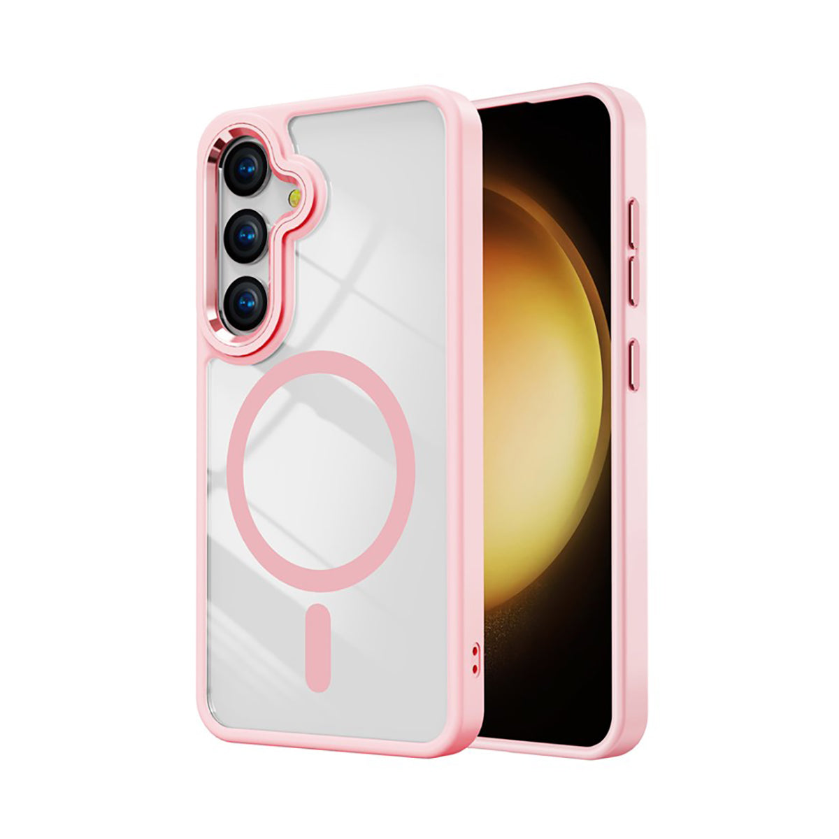Case Transparente con Carga Inalambrica y Borde de Color S24