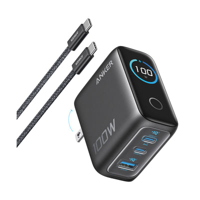Cargador Anker 100W 3Ports Smart Display con Cable USB-C