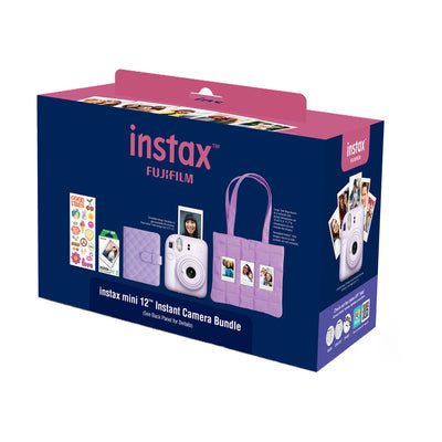Cámara Instantánea Fujifilm Instax Mini 12 + Película Instax Mini, Álbum de Fotos, Stickers Decorativos y Bolsa Tote Original