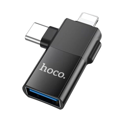 Adaptador USB-A 2.0 2 en 1 Lightning + Usb-C HOCO UA17