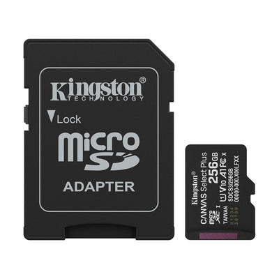 Micro SD + Adaptador Kingston 256GB 150mb/s V10 Canvas Select Plus Gen3