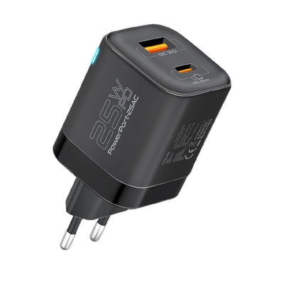 Cargador Promate 25W Dual Port USB-A 3.0 + USB-C