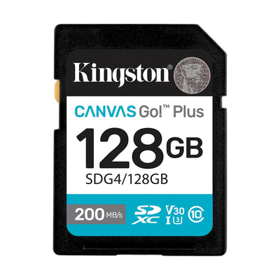 Tarjeta SD Kingston 128GB 200mb/s SDXC C10 UHS-IU3 Canvas Go Plus V30