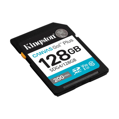 Tarjeta SD Kingston 128GB 200mb/s SDXC C10 UHS-IU3 Canvas Go Plus V30