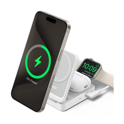 Estación de Carga Inalámbrica Anker MagGO 15W Plegable 3en1 Qi2
