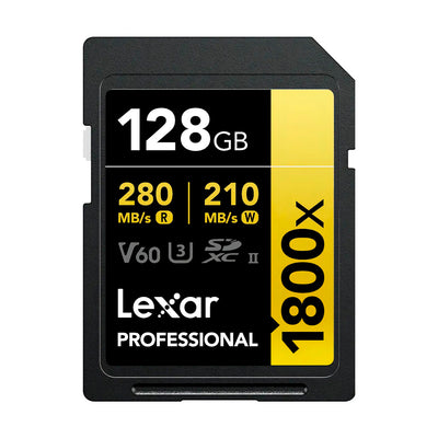 Tarjeta SD Lexar Professional 128GB 1800X SDXC UHS-II 280mb/s Gold